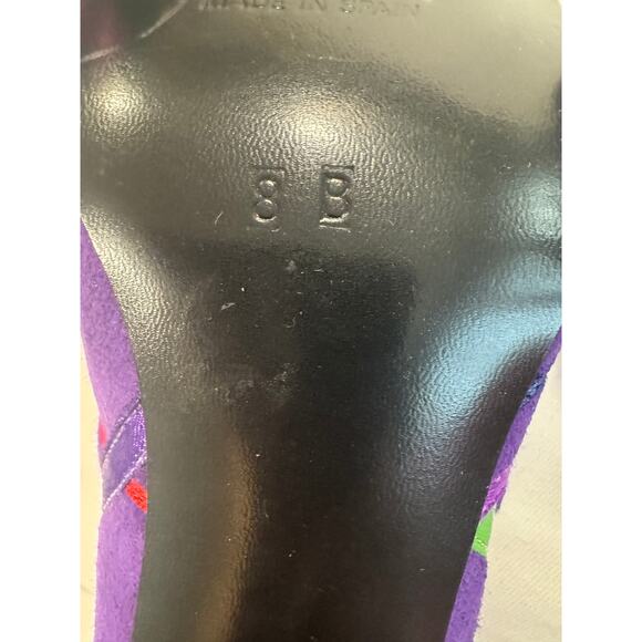 Pazzo Purple Suede & Multicolored Ribbon Size 8B Pump - Picture 13 of 13